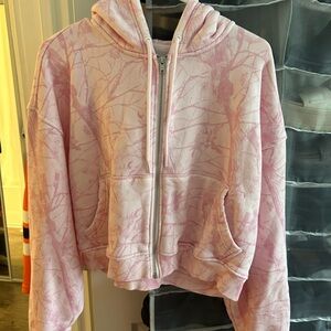 Dairy Boy Bubblegum Camo Cropped Zip Hoodie